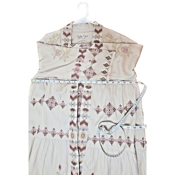 NEW KYLA SEO CAITE CALISTA PINK EMBROIDERED JACKET sz S KIMONO TENCIL BOHO FEST - Picture 8 of 12